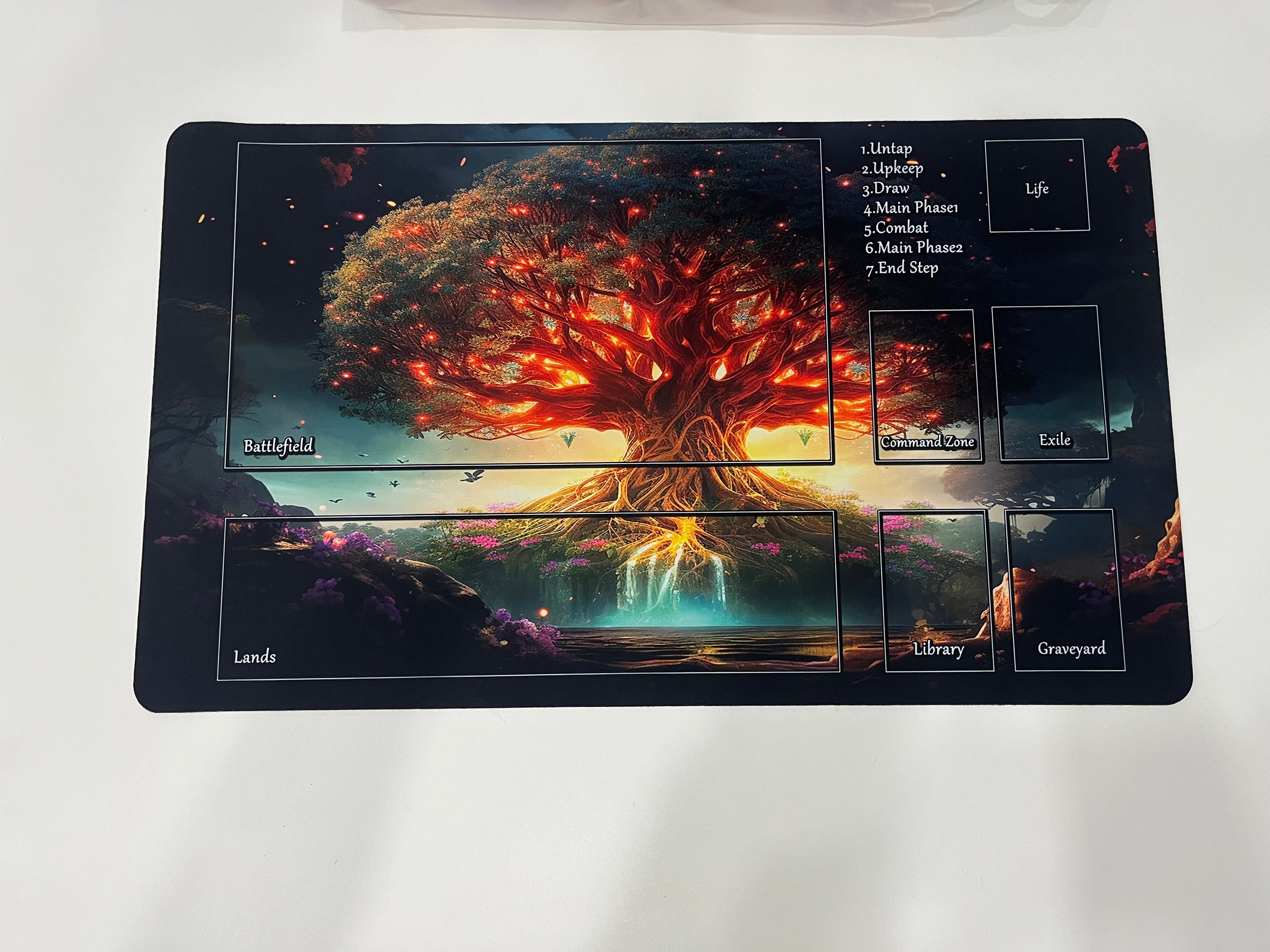 Tapete Árbol. Accesorio para juegos de cartas TCG.