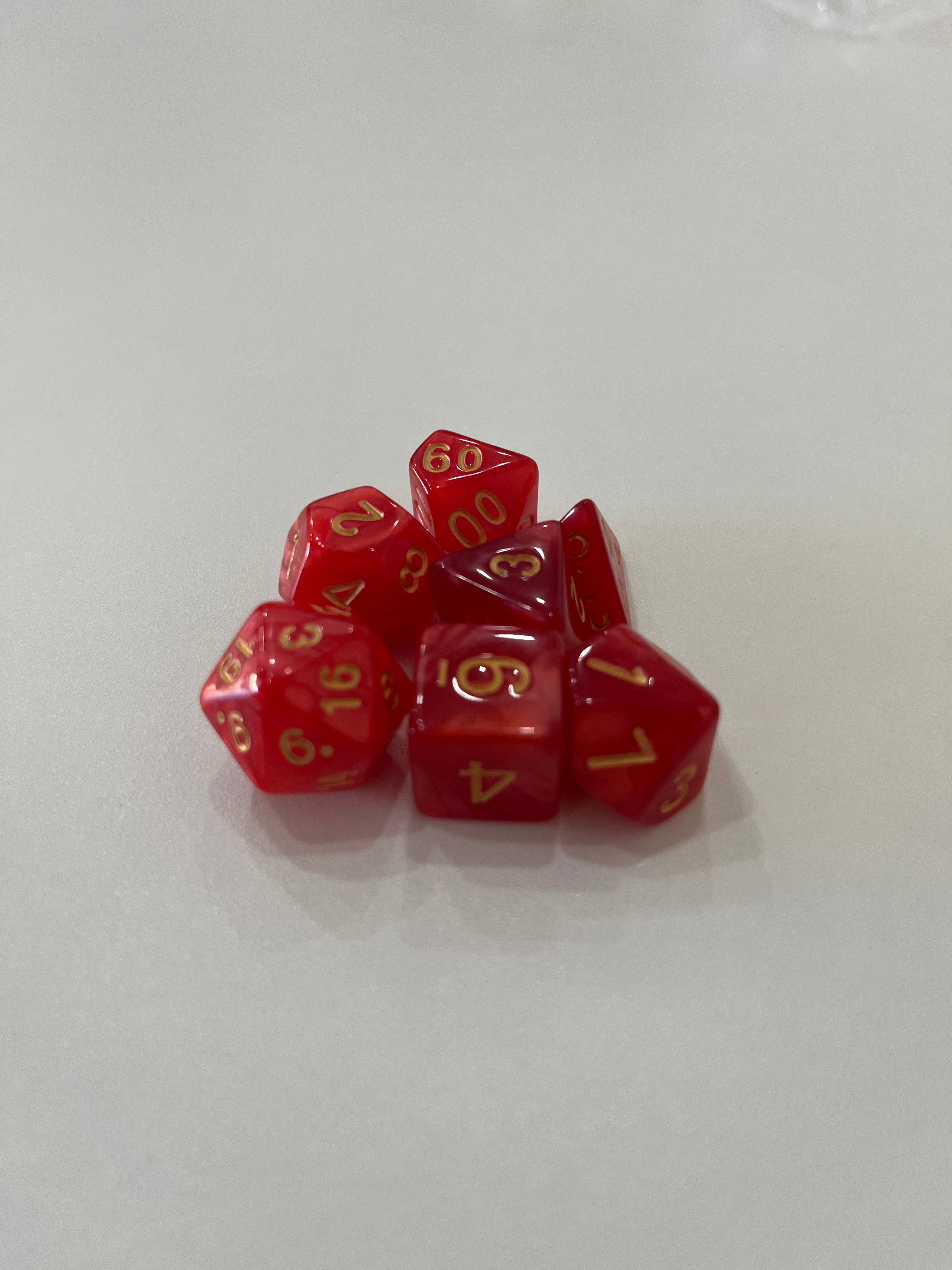 Juego de 7 dados para juegos de rol. 16 mm