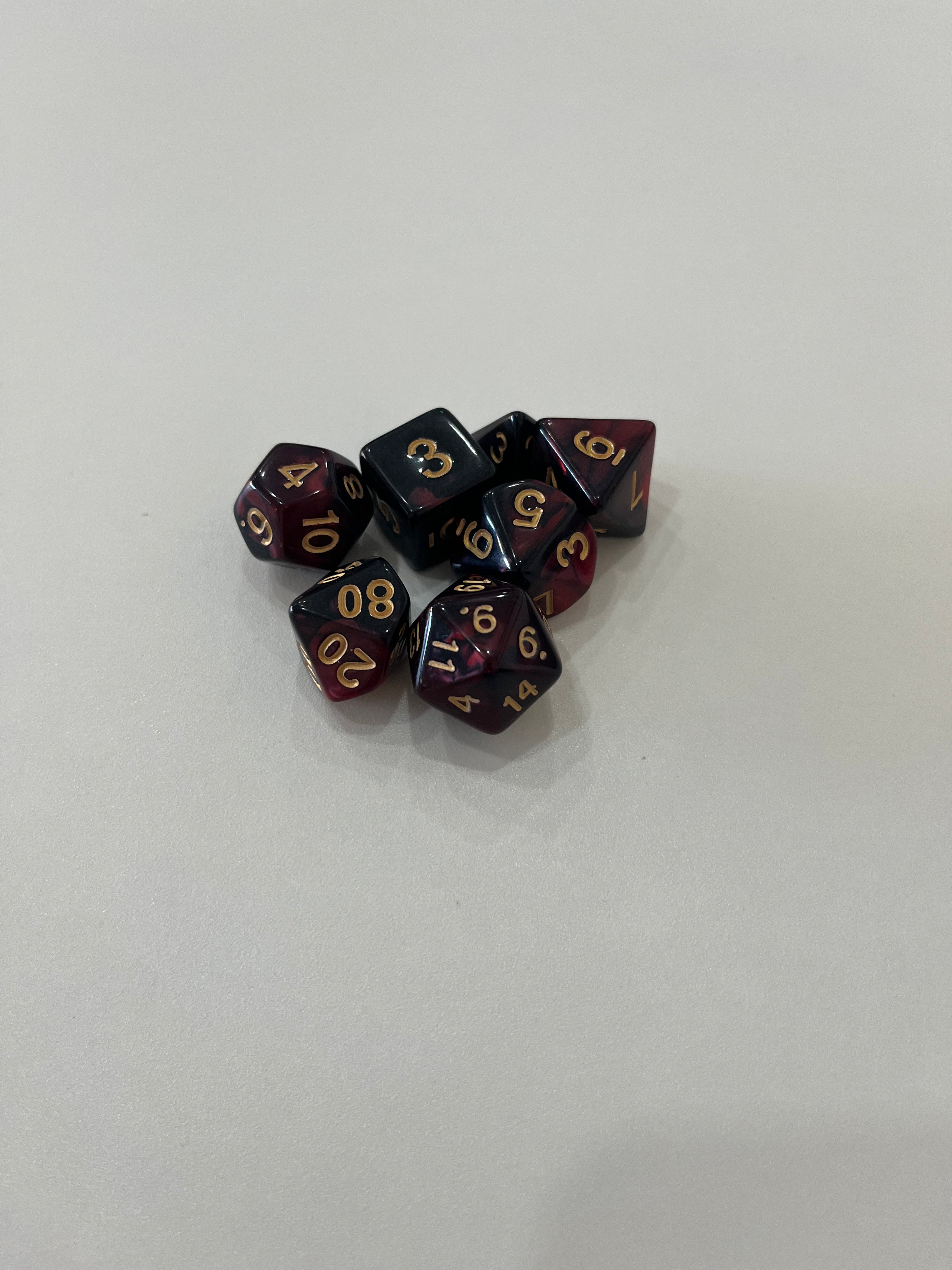 Juego de 7 dados para juegos de rol. 16 mm